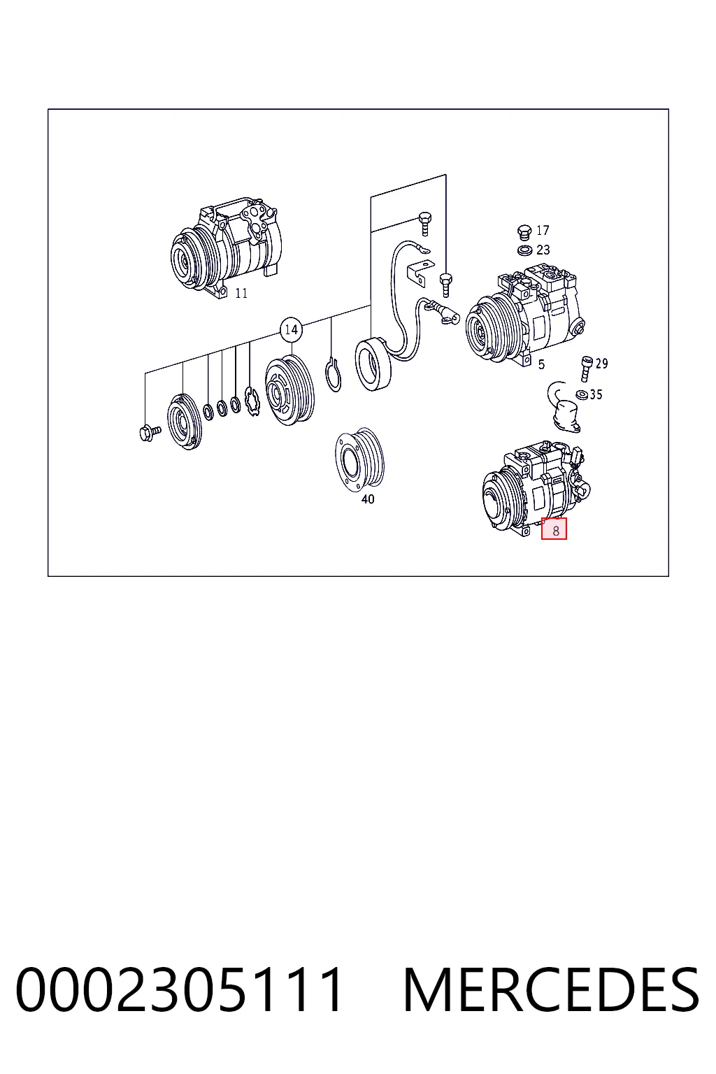 0002305111 Mercedes Compressor de aparelho de ar condicionado