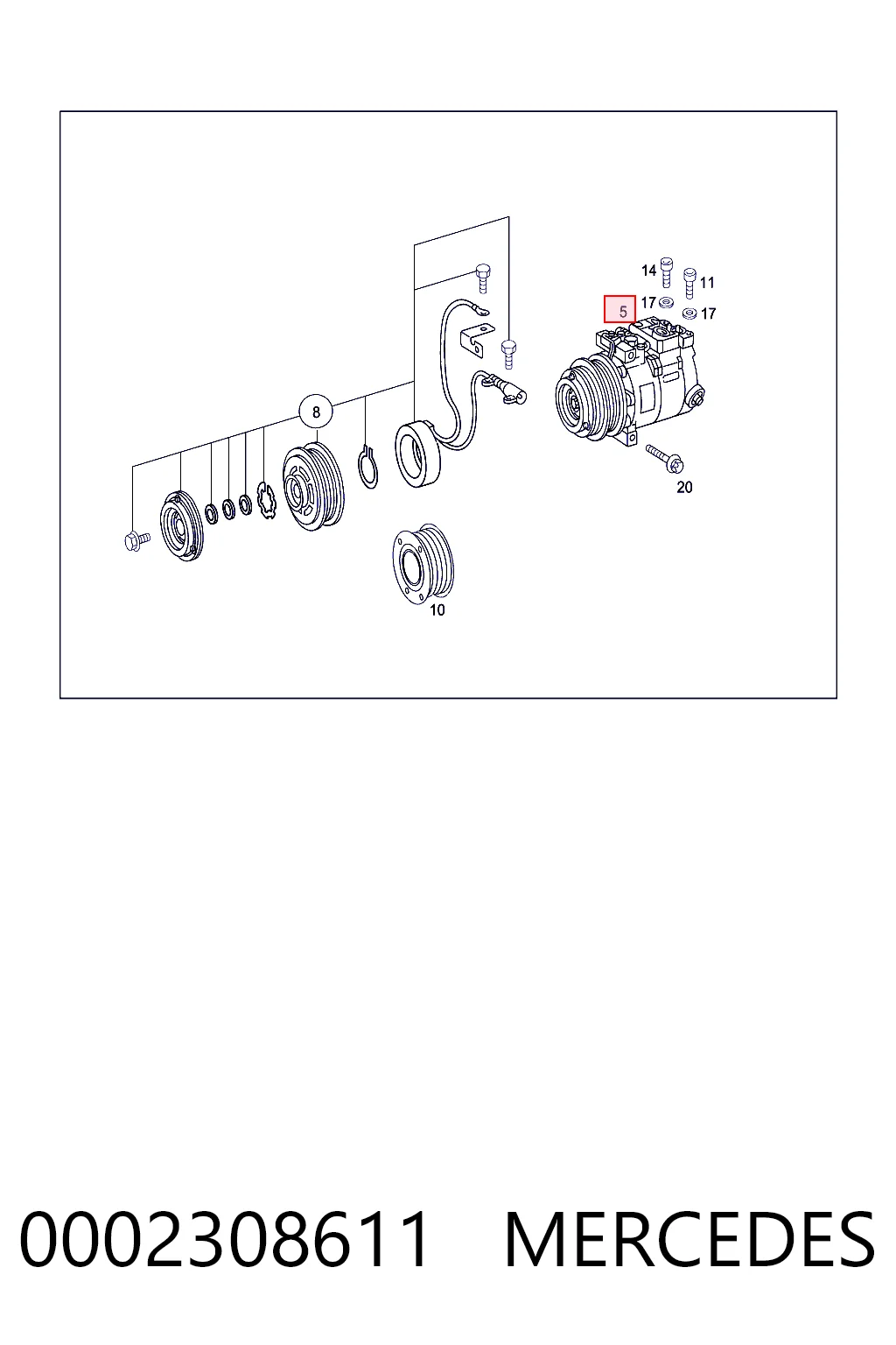 0002308611 Mercedes Compressor de aparelho de ar condicionado