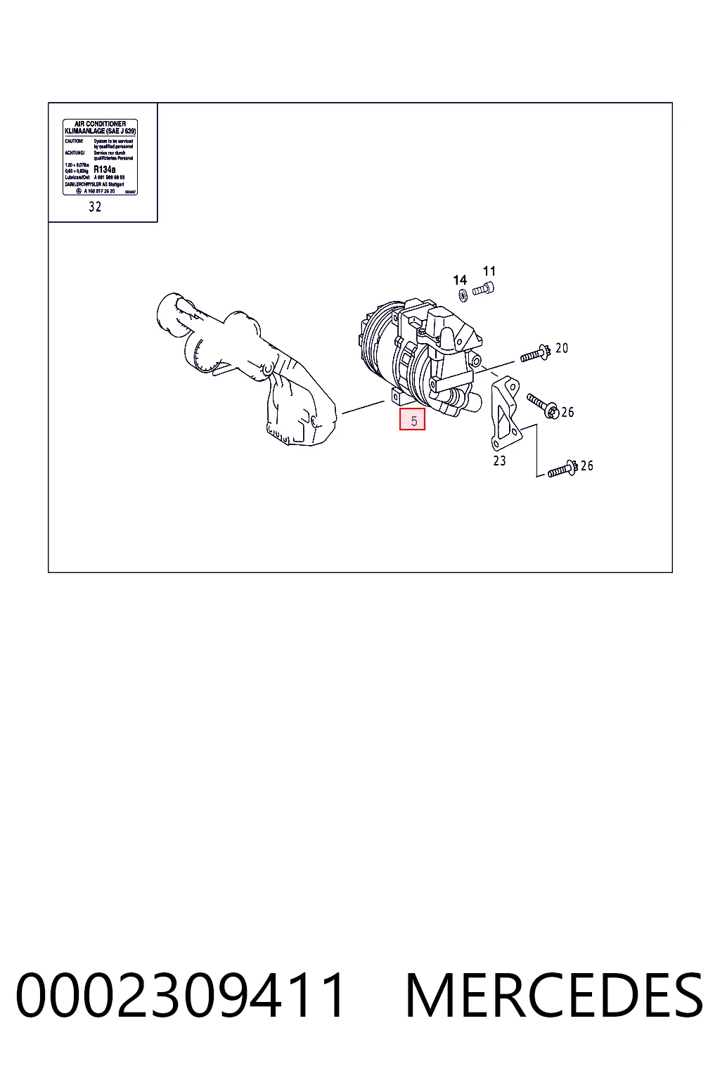 0002309411 Mercedes Compressor de aparelho de ar condicionado