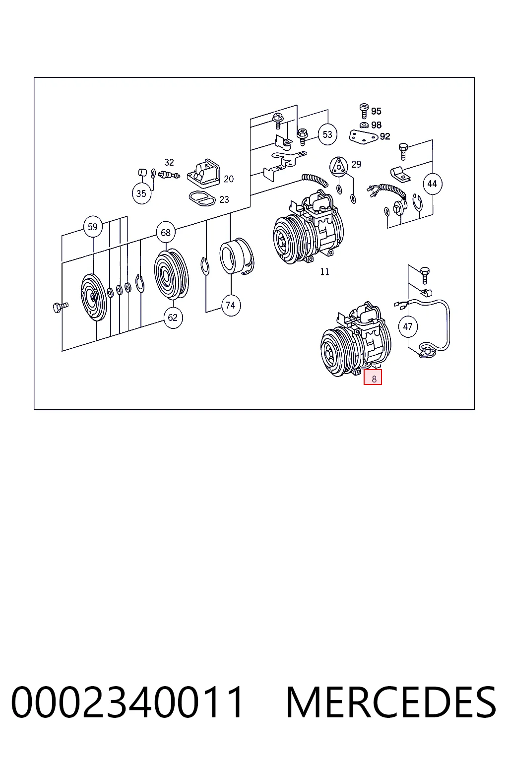 0002340011 Mercedes Compressor de aparelho de ar condicionado