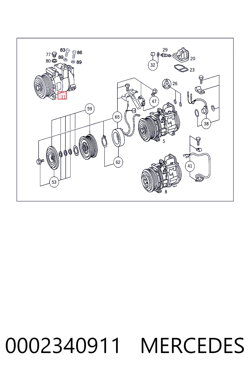 0002340911 Mercedes Compressor de aparelho de ar condicionado