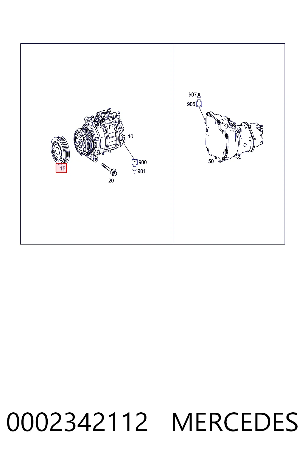 0002342112 Mercedes Polia do compressor de aparelho de ar condicionado