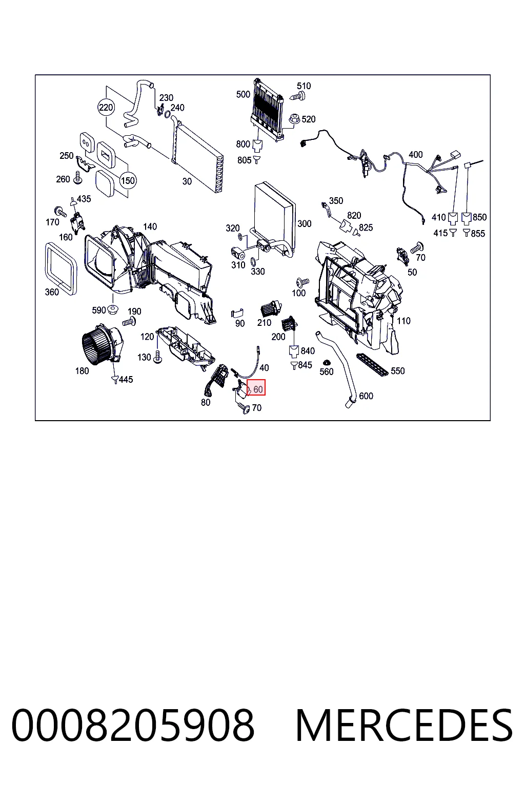 0008205908 Mercedes Motor de comporta de recirculação de ar