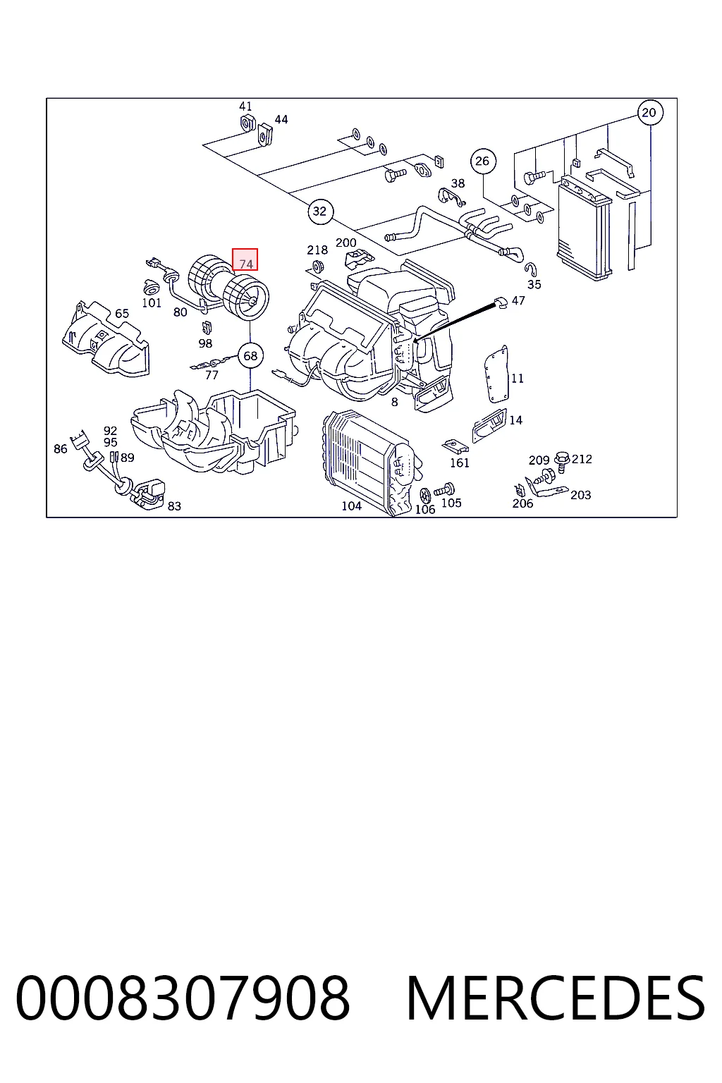 0008307908 Mercedes Motor de ventilador de forno (de aquecedor de salão)