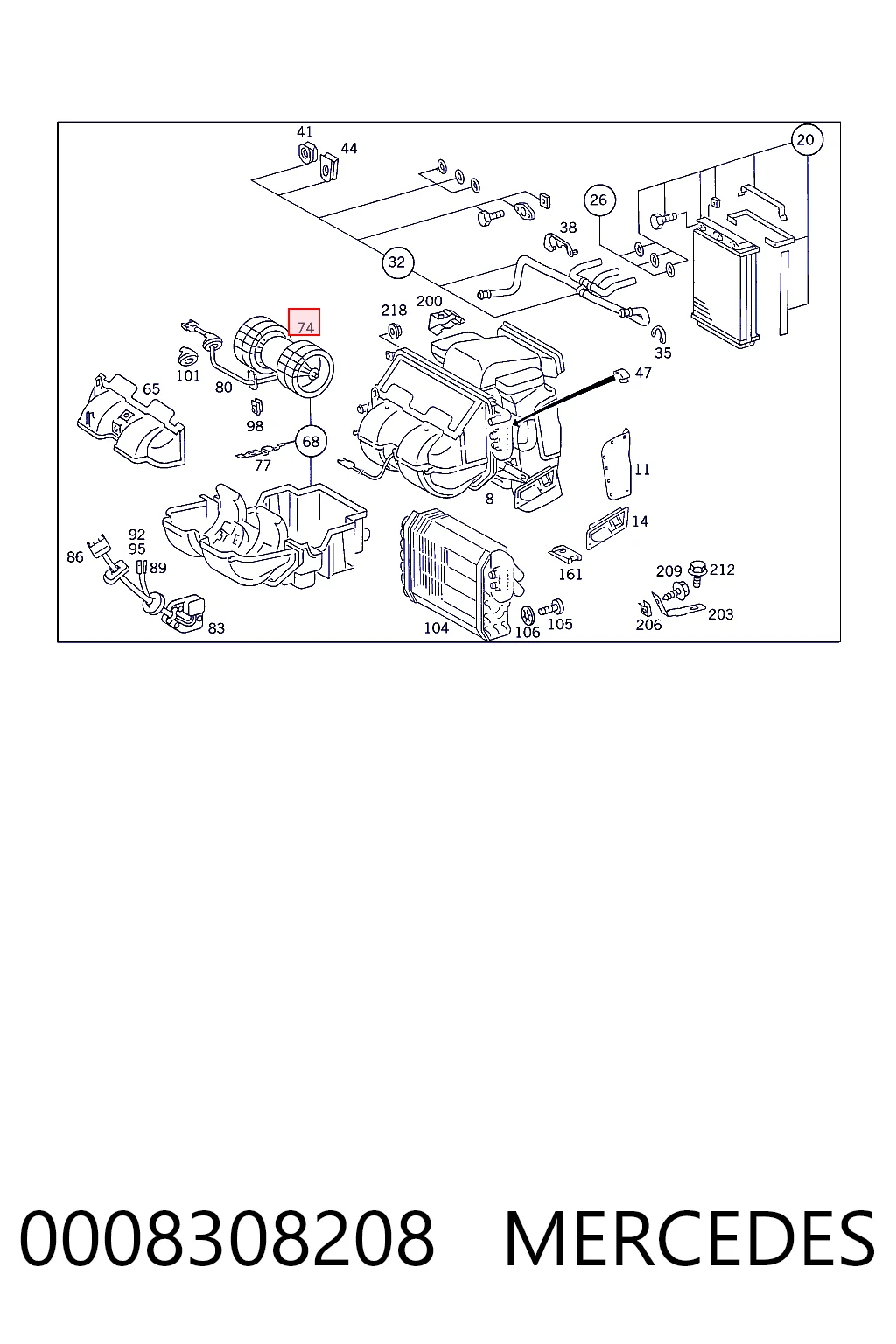 0008308208 Mercedes Motor de ventilador de forno (de aquecedor de salão)