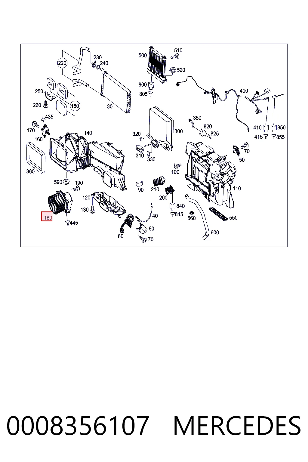 0008356107 Mercedes Motor de ventilador de forno (de aquecedor de salão)