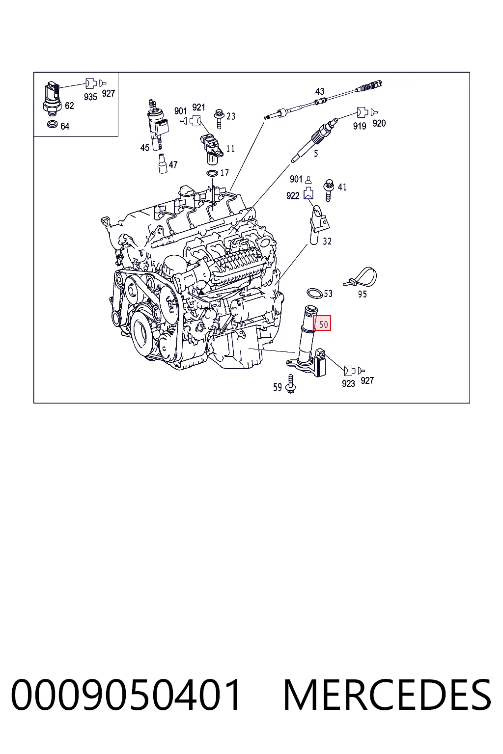 0009050401 Mercedes Sensor do nível de óleo de motor