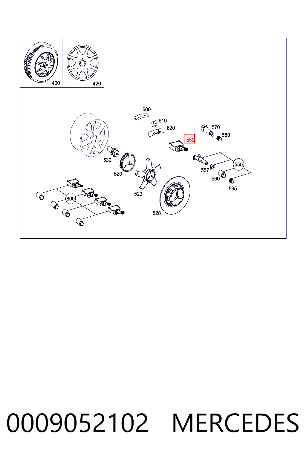 0009052102 Mercedes Sensor de pressão de ar nos pneus