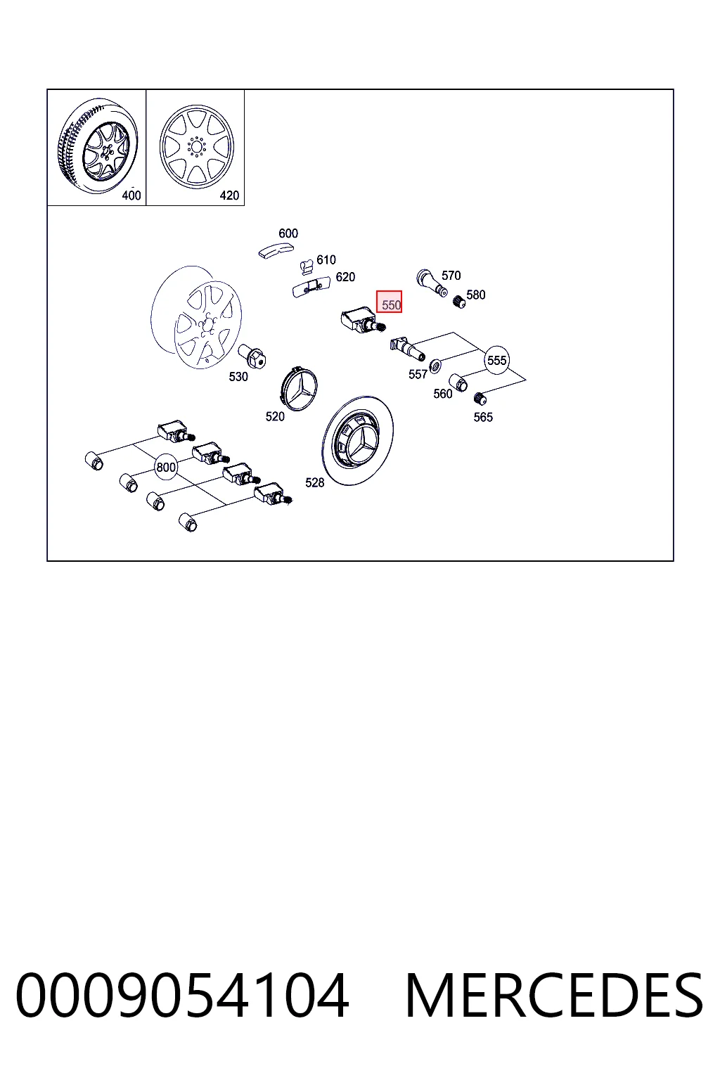 0009054104 Mercedes Sensor de pressão de ar nos pneus