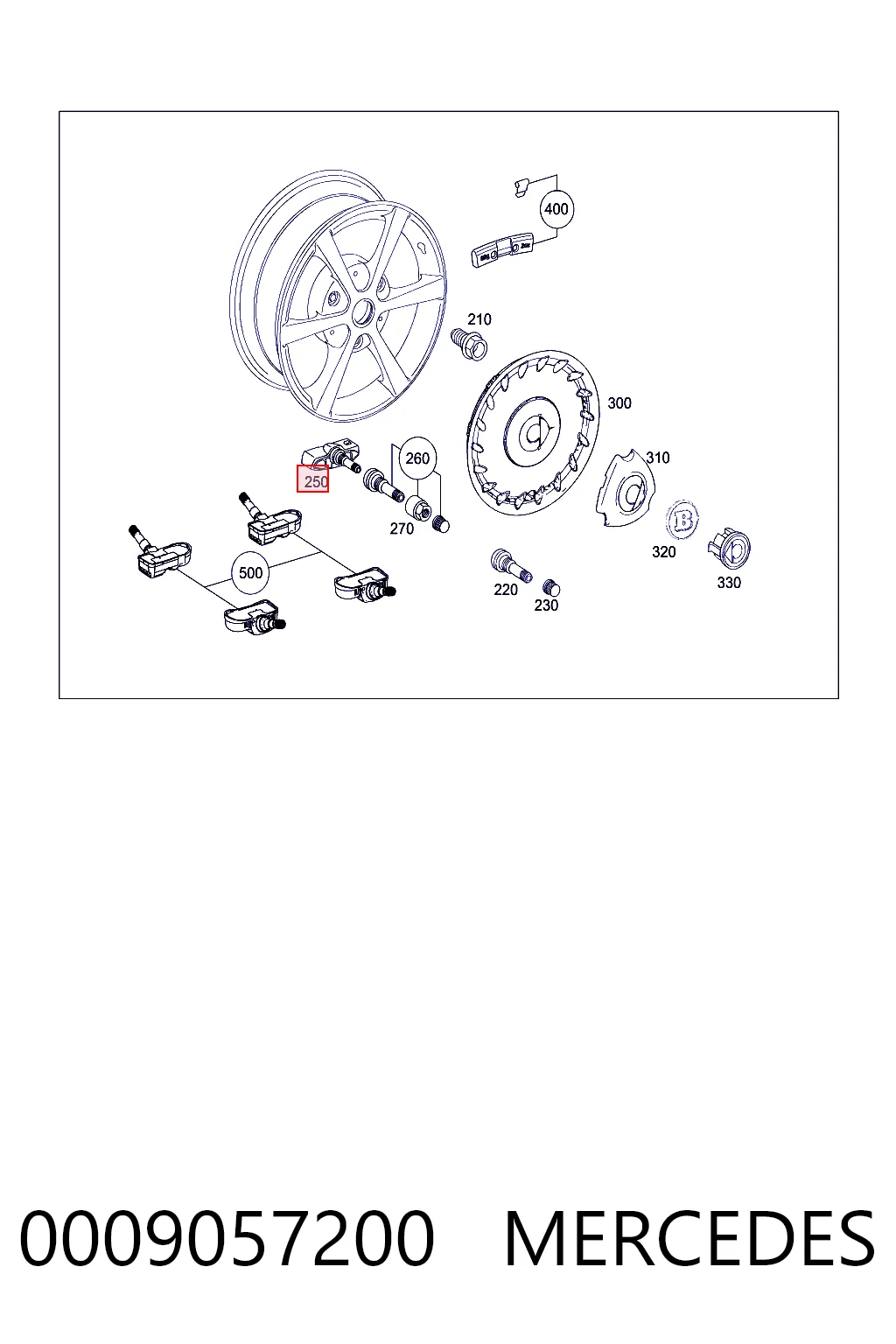 0009057200 Mercedes Sensor de pressão de ar nos pneus