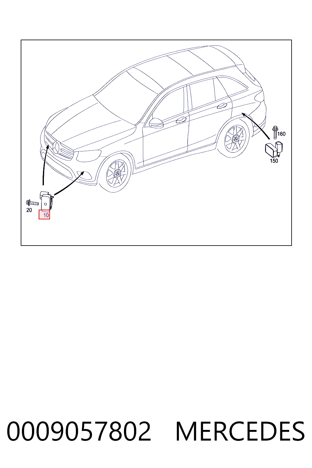 0009057802 Mercedes Sensor de aceleração longitudinal