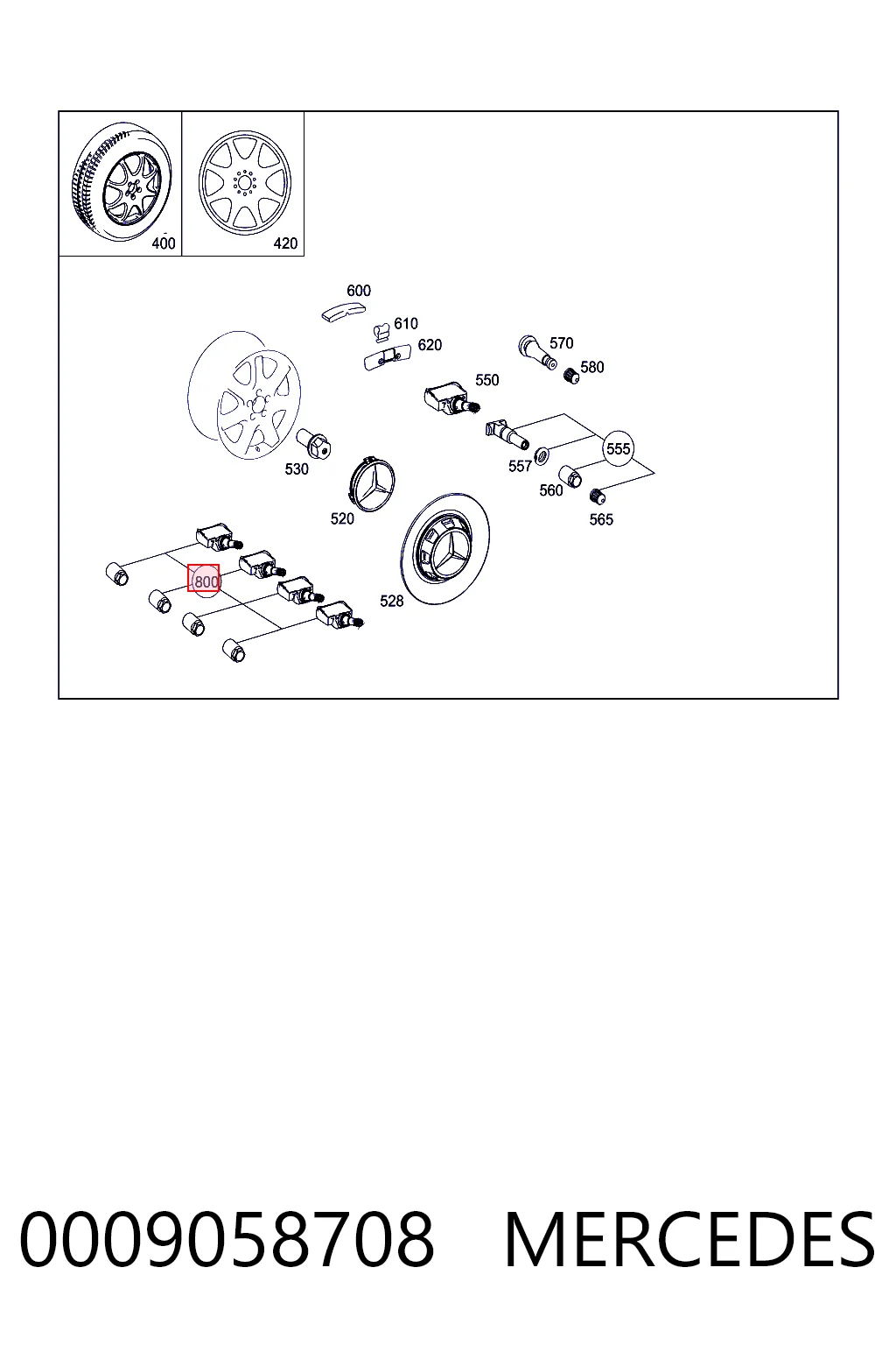 0009058708 Mercedes Sensor de pressão de ar nos pneus