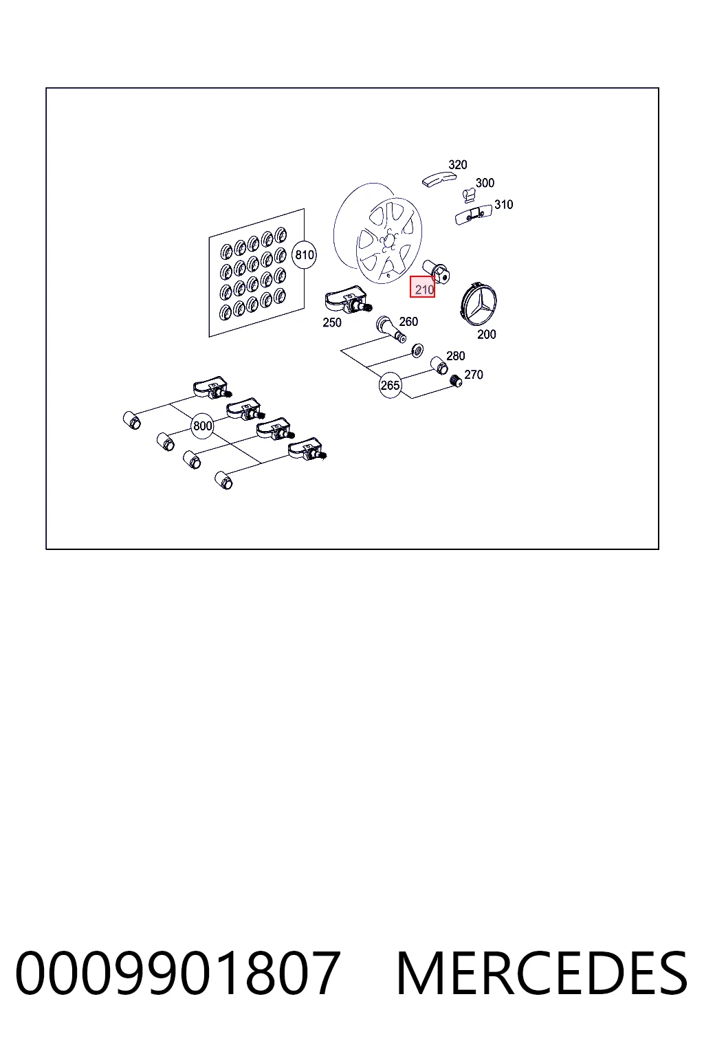 0009901807 Mercedes Parafuso de roda
