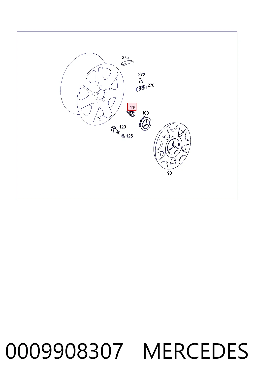 0009908307 Mercedes Parafuso de roda