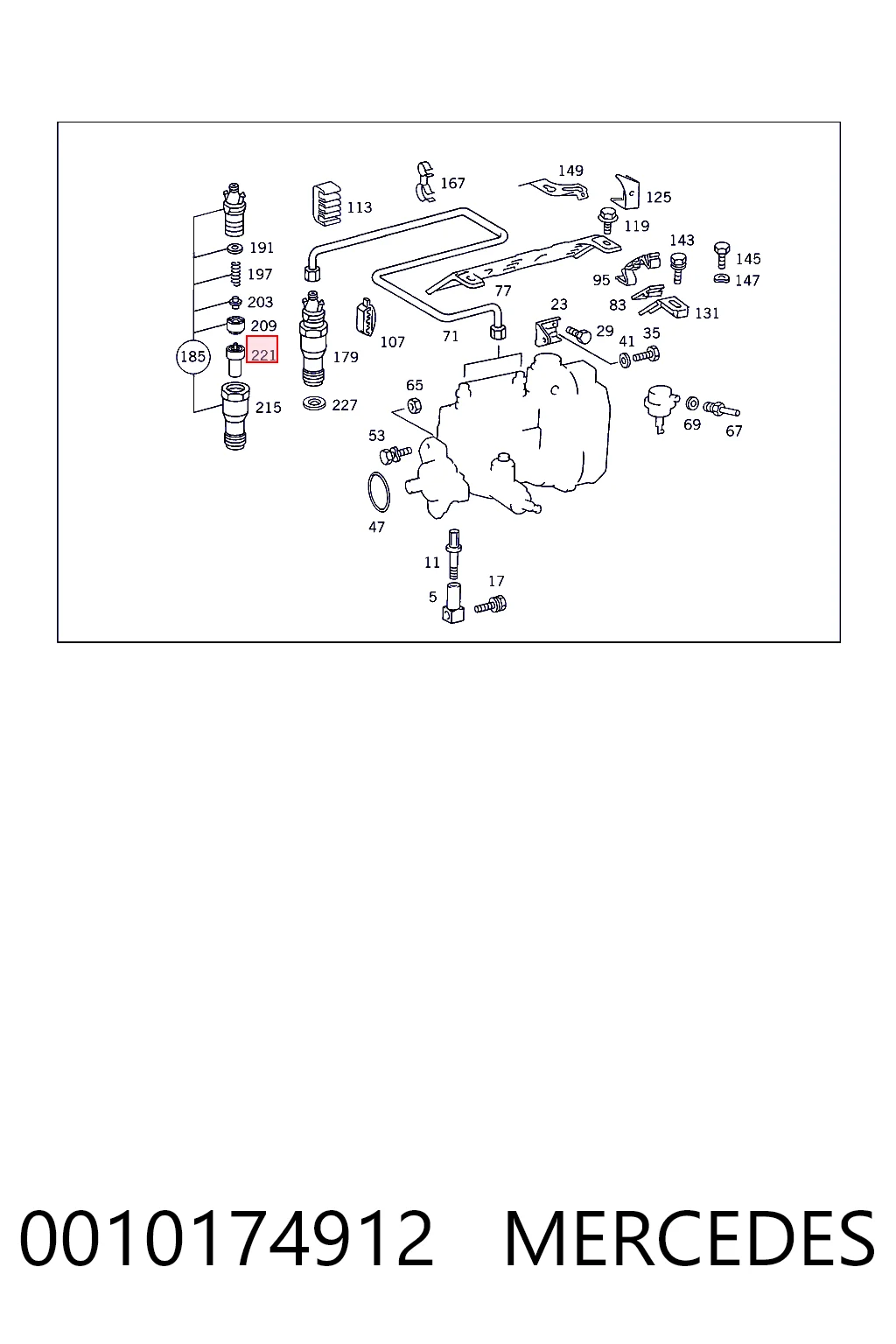 0010174912 Mercedes Pulverizador de diesel do injetor