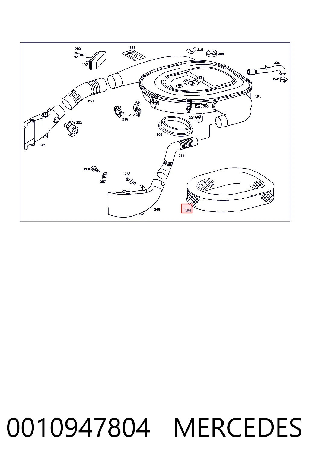 0010947804 Mercedes Filtro de ar