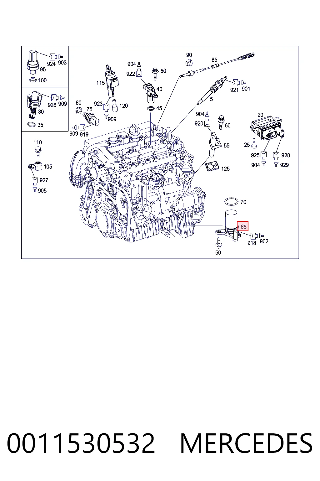 0011530532 Mercedes Sensor do nível de óleo de motor