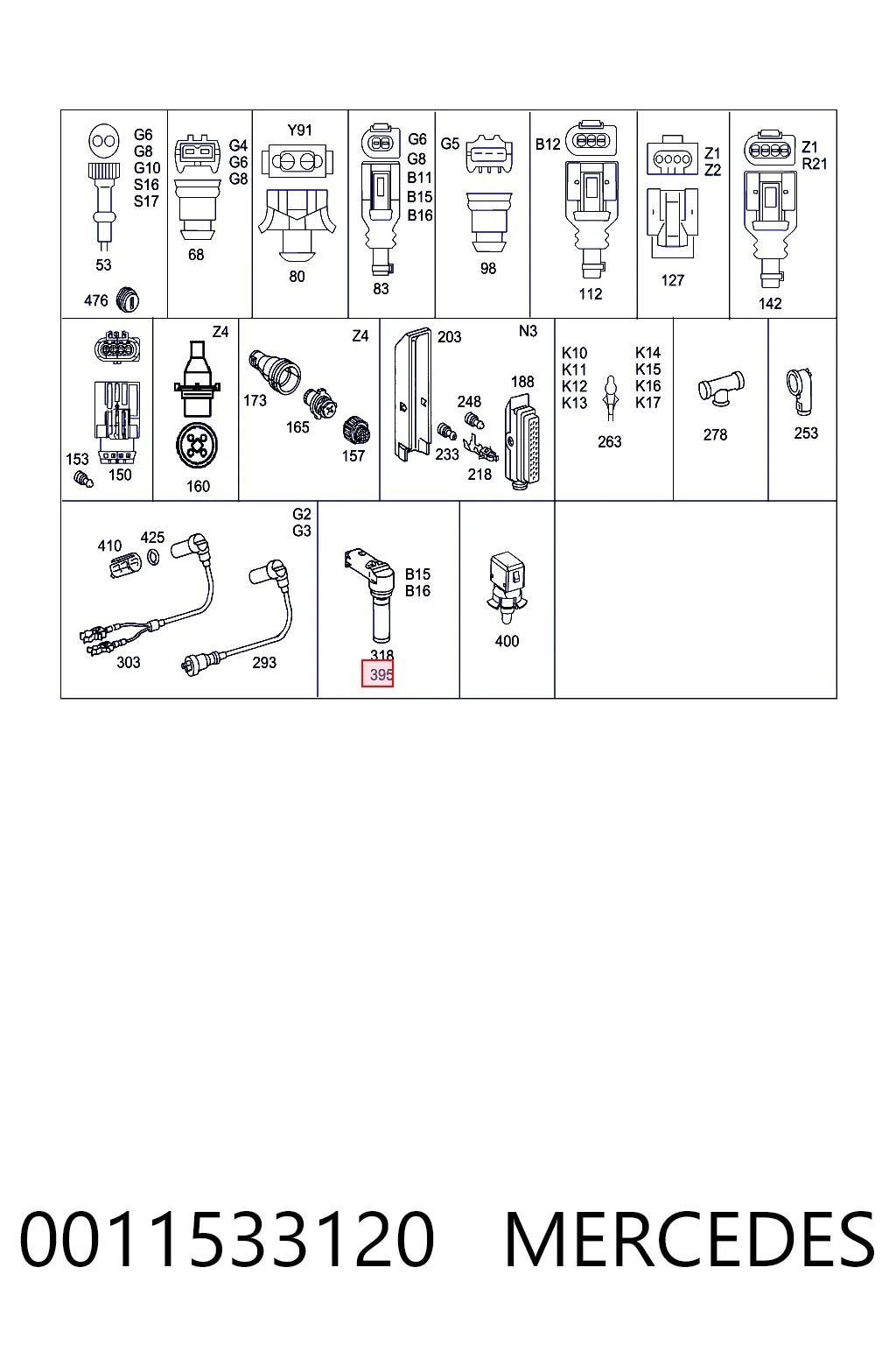 0011533120 Mercedes Sensor de posição (de revoluções) de cambota