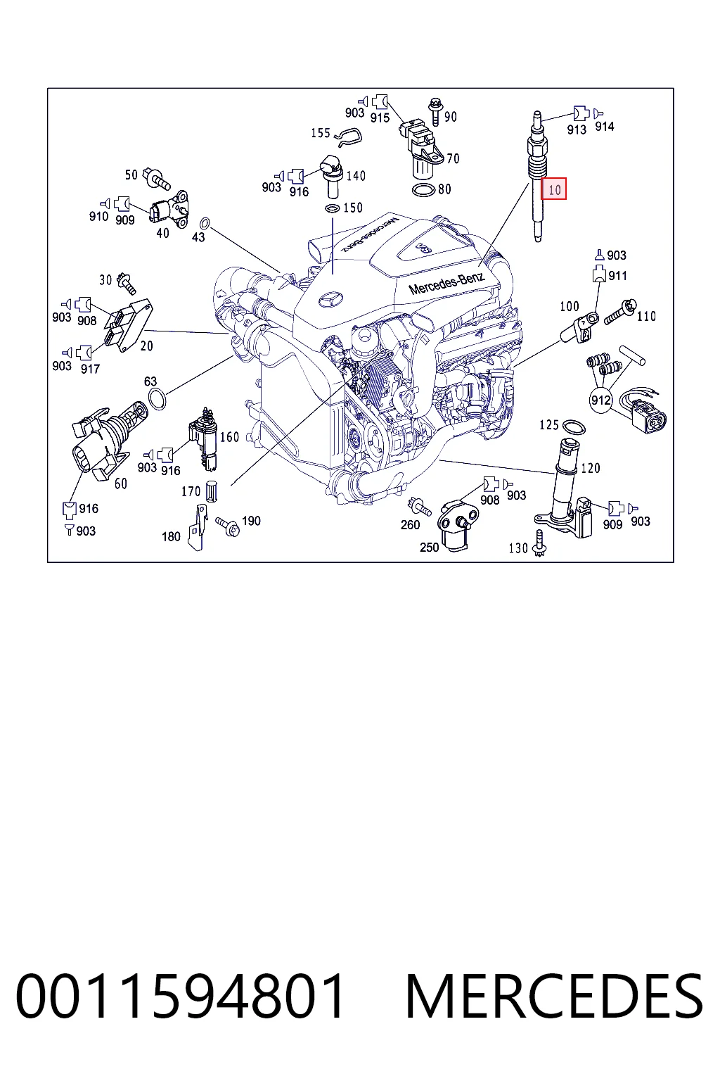 0011594801 Mercedes Vela de incandescência