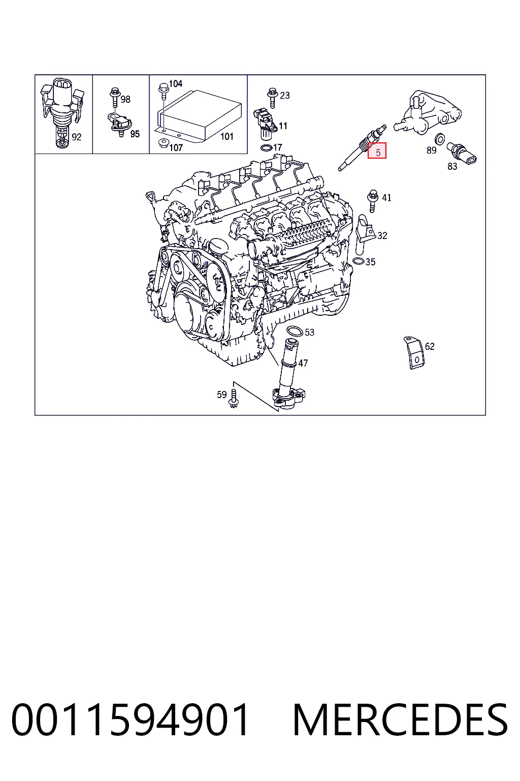 0011594901 Mercedes Vela de incandescência