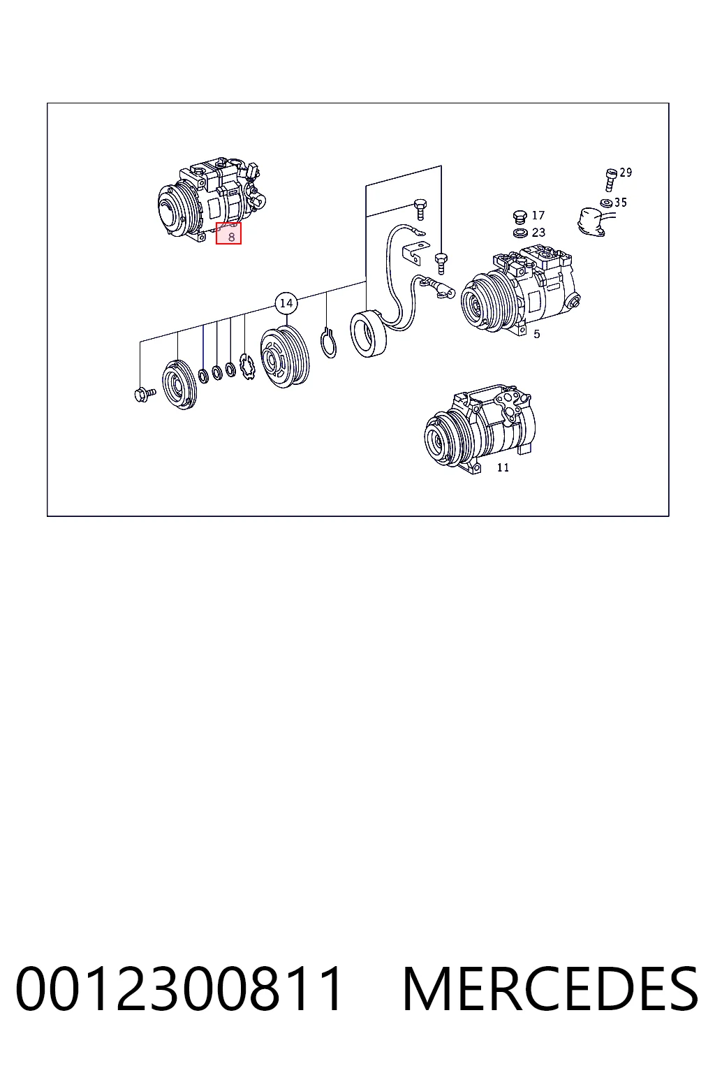 0012300811 Mercedes Compressor de aparelho de ar condicionado