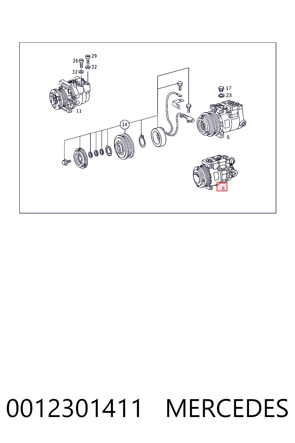 0012301411 Mercedes Compressor de aparelho de ar condicionado