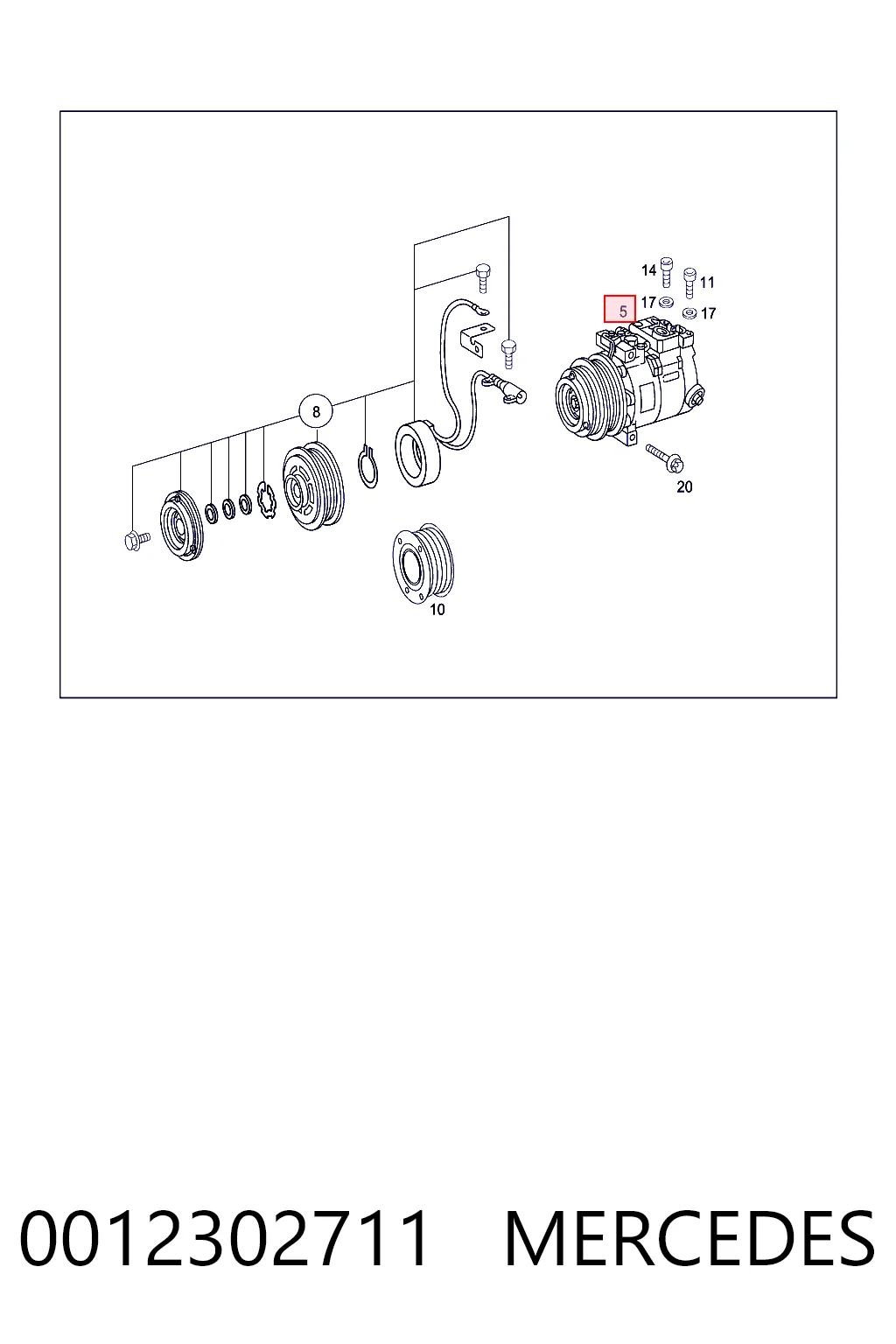 0012302711 Mercedes Compressor de aparelho de ar condicionado