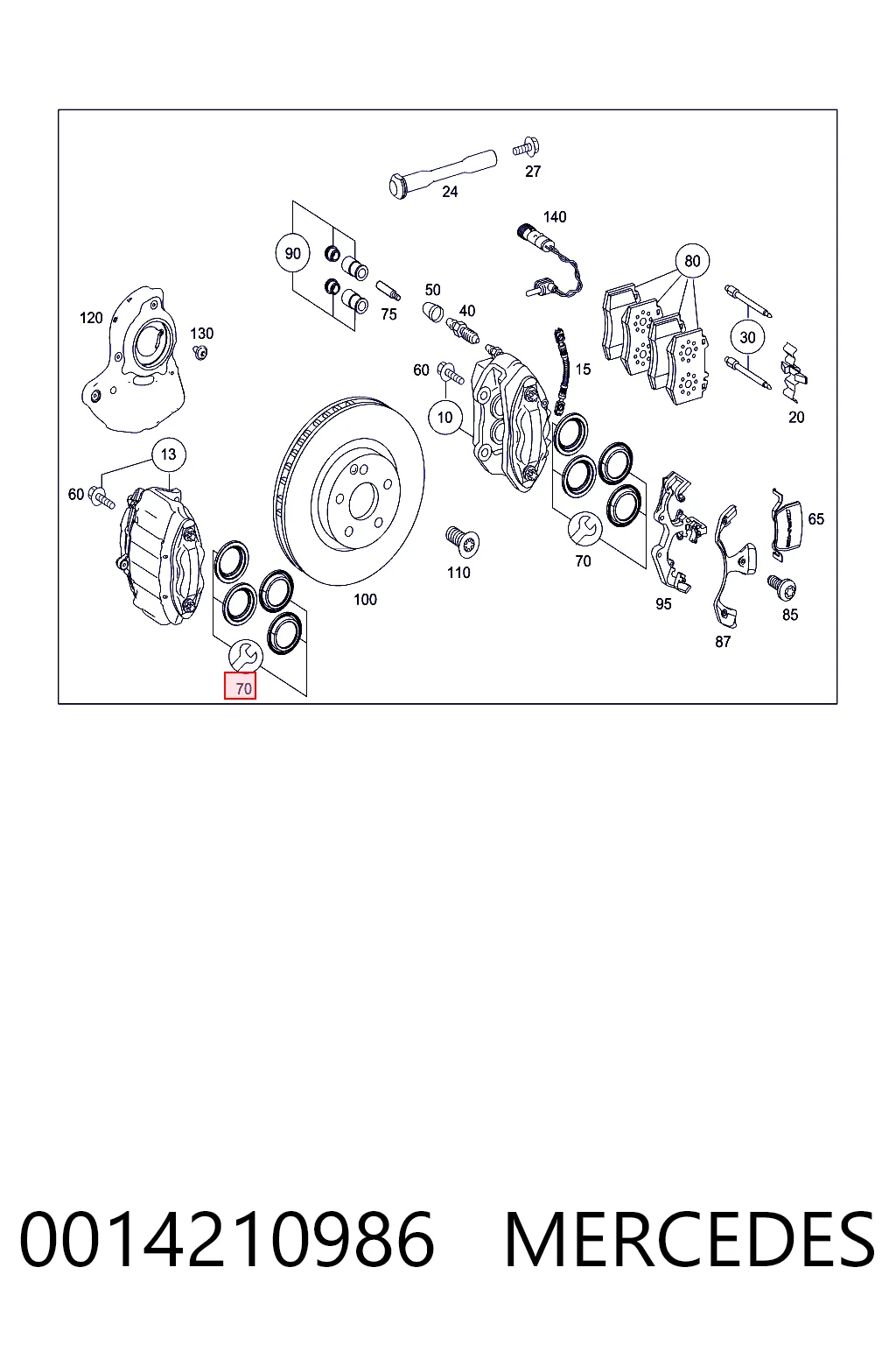 0014210986 Mercedes Kit de reparação de suporte do freio dianteiro