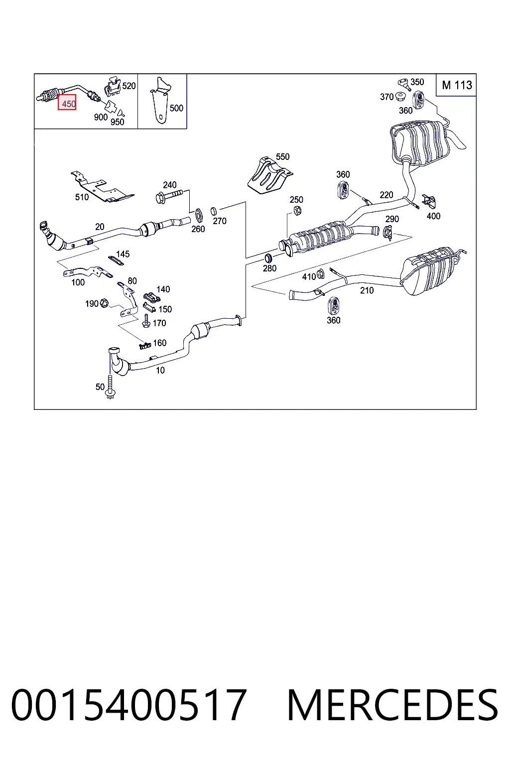 0015400517 Mercedes Sonda lambda, sensor de oxigênio