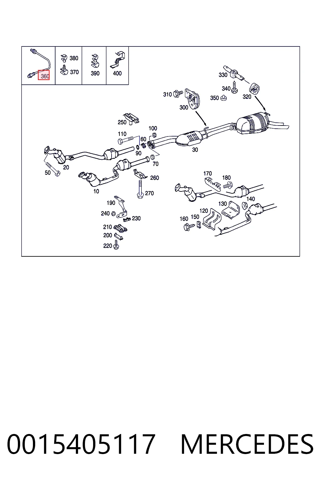 0015405117 Mercedes Sonda lambda, sensor direito de oxigênio até o catalisador
