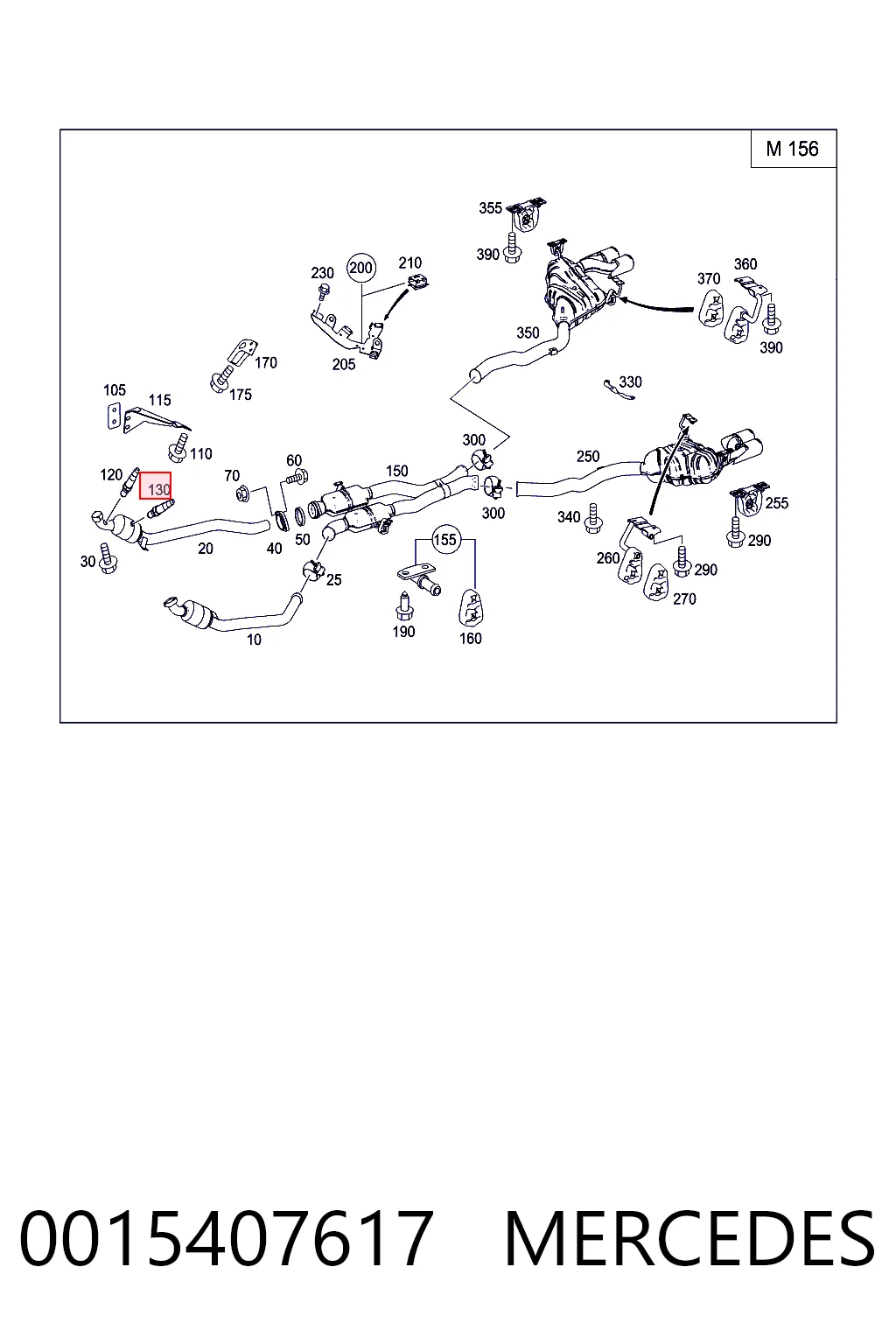0015407617 Mercedes Sonda lambda, sensor esquerdo de oxigênio depois de catalisador