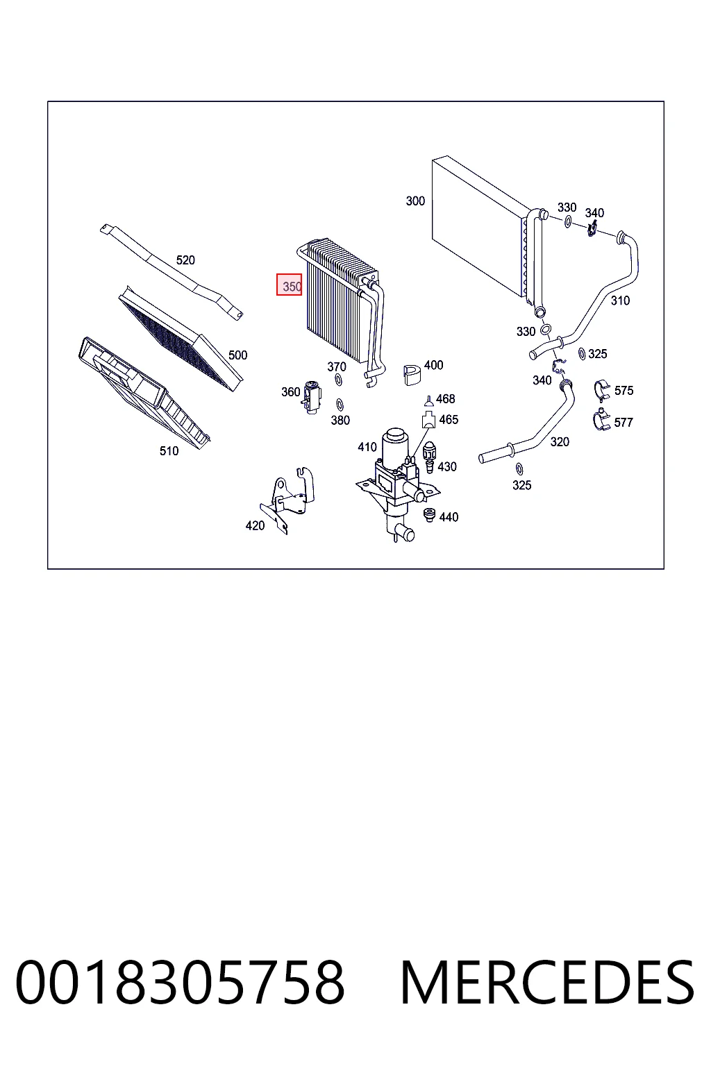 0018305758 Mercedes Vaporizador de aparelho de ar condicionado