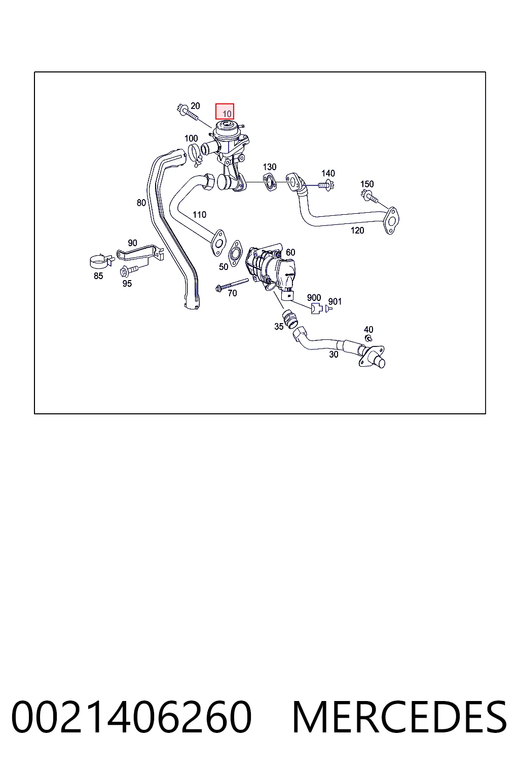0021406260 Mercedes Válvula EGR de recirculação dos gases