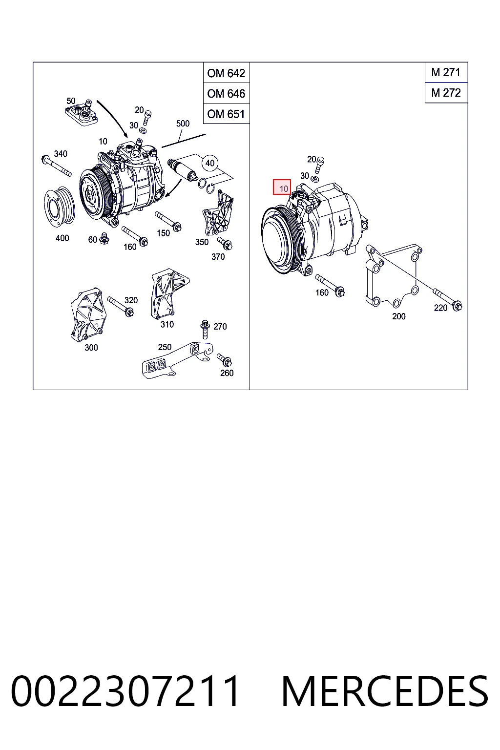 0022307211 Mercedes Compressor de aparelho de ar condicionado