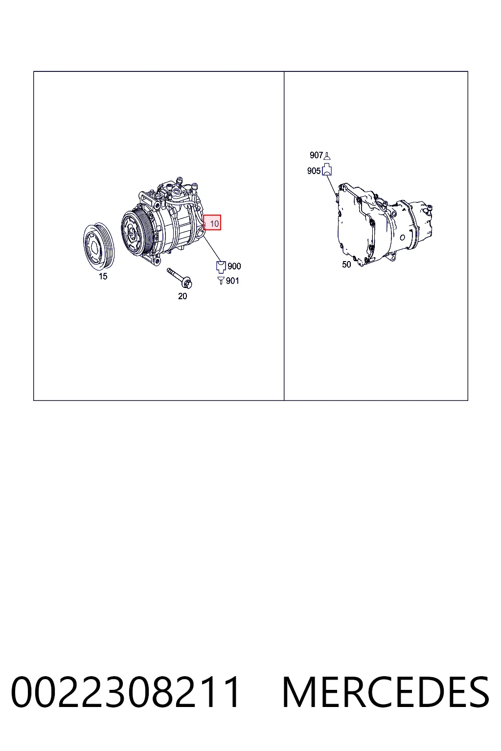 0022308211 Mercedes Compressor de aparelho de ar condicionado