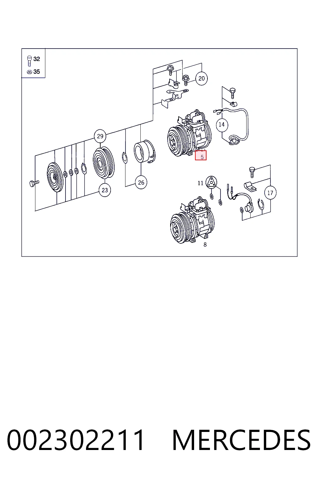 002302211 Mercedes Compressor de aparelho de ar condicionado