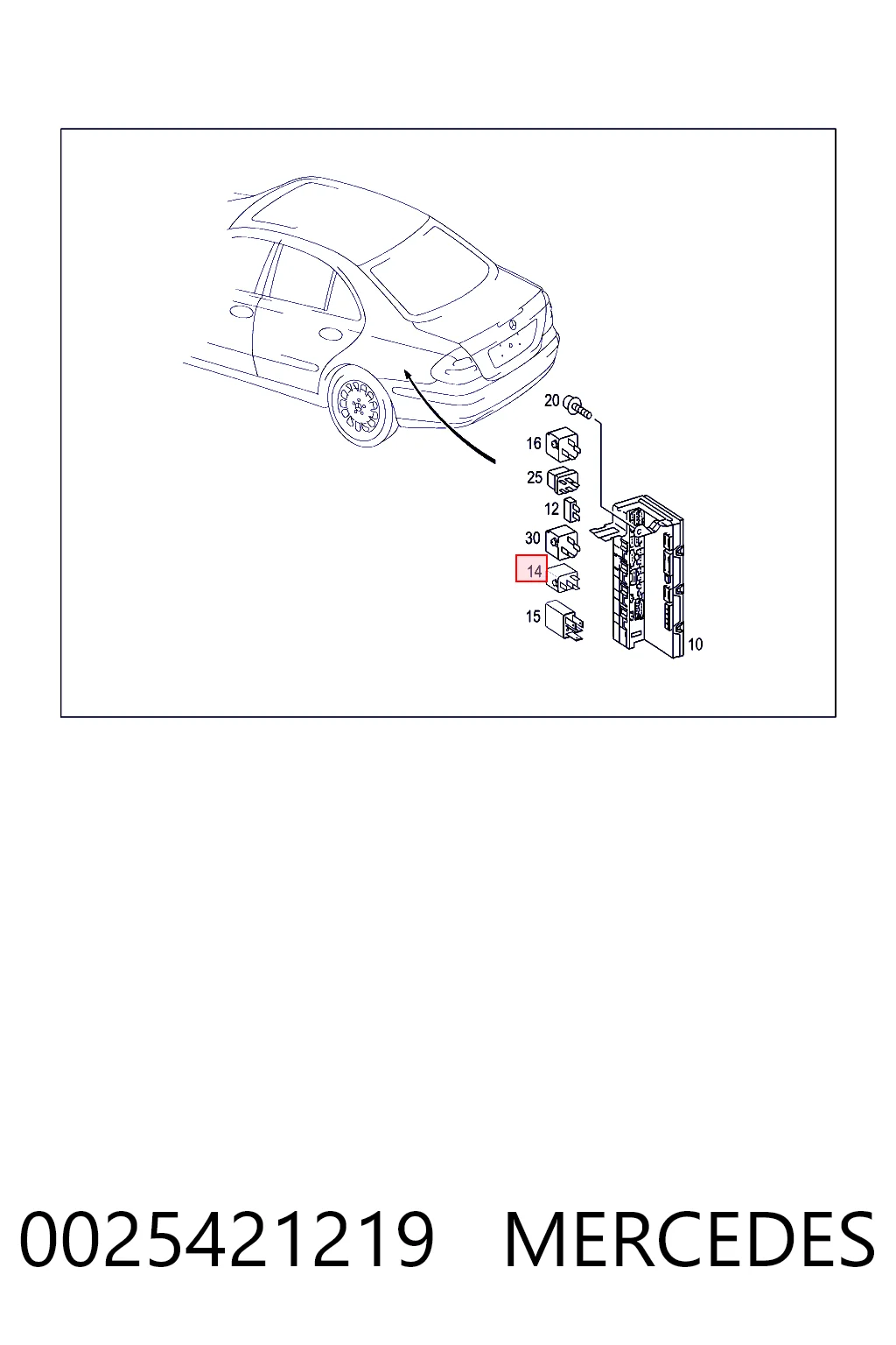 0025421219 Mercedes Relê elétrico multifuncional