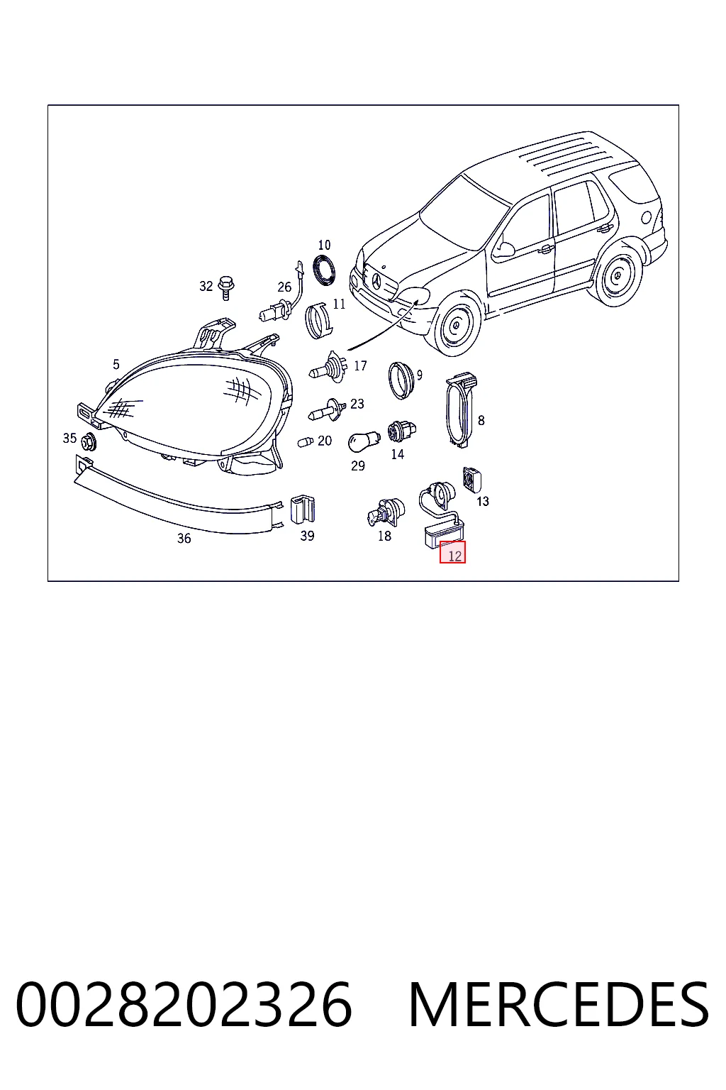0028202326 Mercedes Unidade de encendido (xénon)