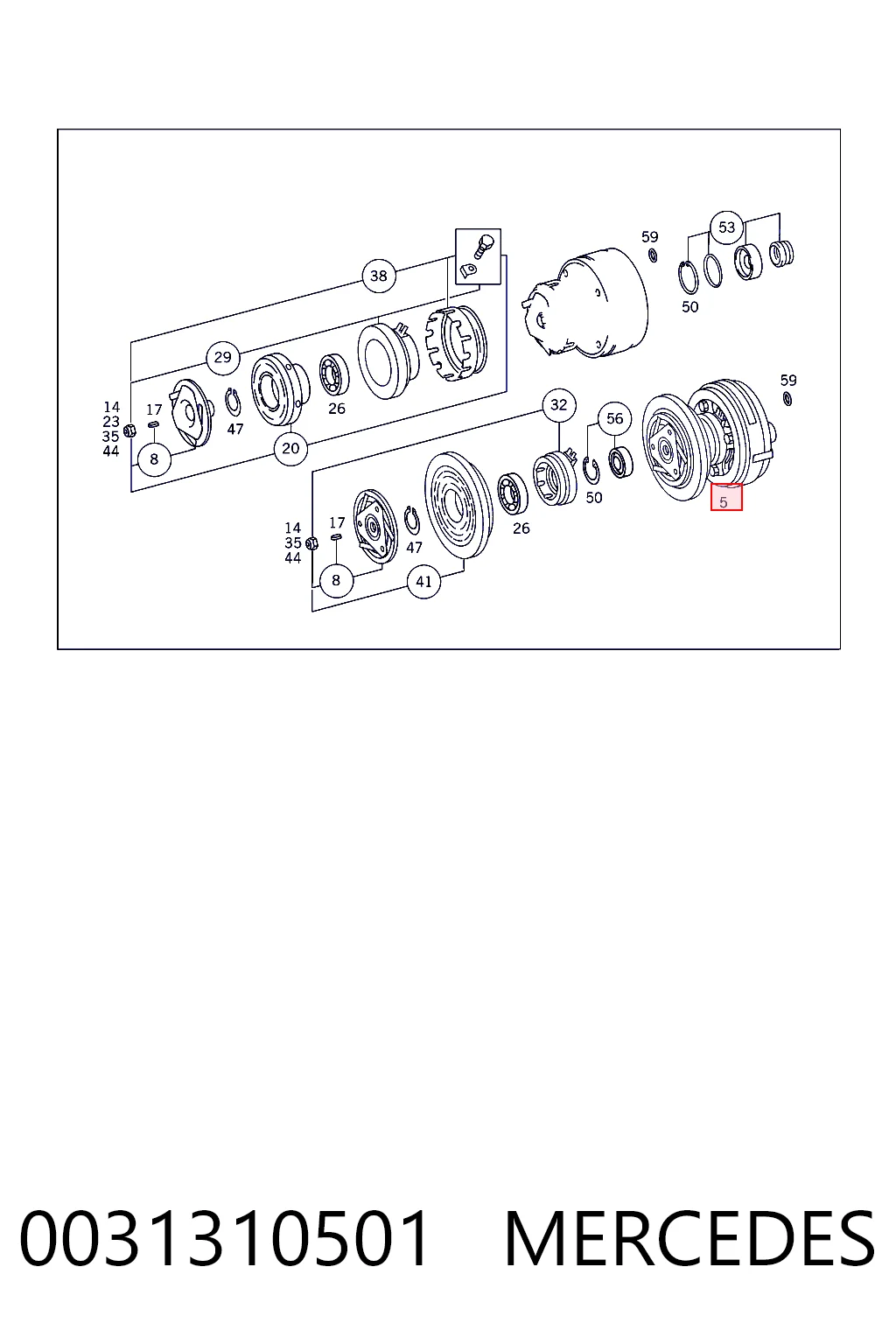 0031310501 Mercedes Compressor de aparelho de ar condicionado