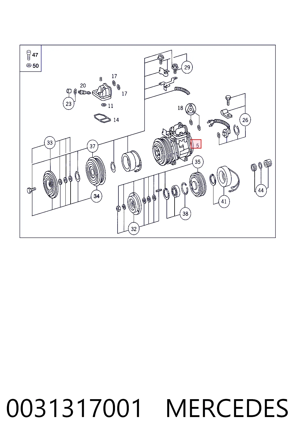 0031317001 Mercedes Compressor de aparelho de ar condicionado
