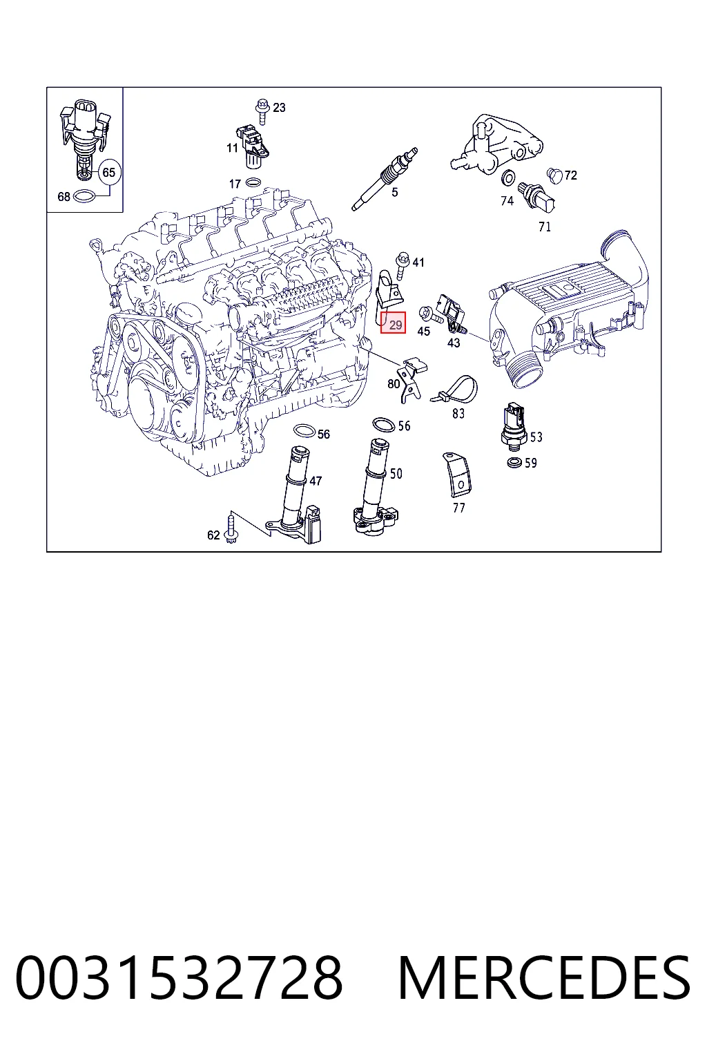 0031532728 Mercedes Sensor de posição (de revoluções) de cambota