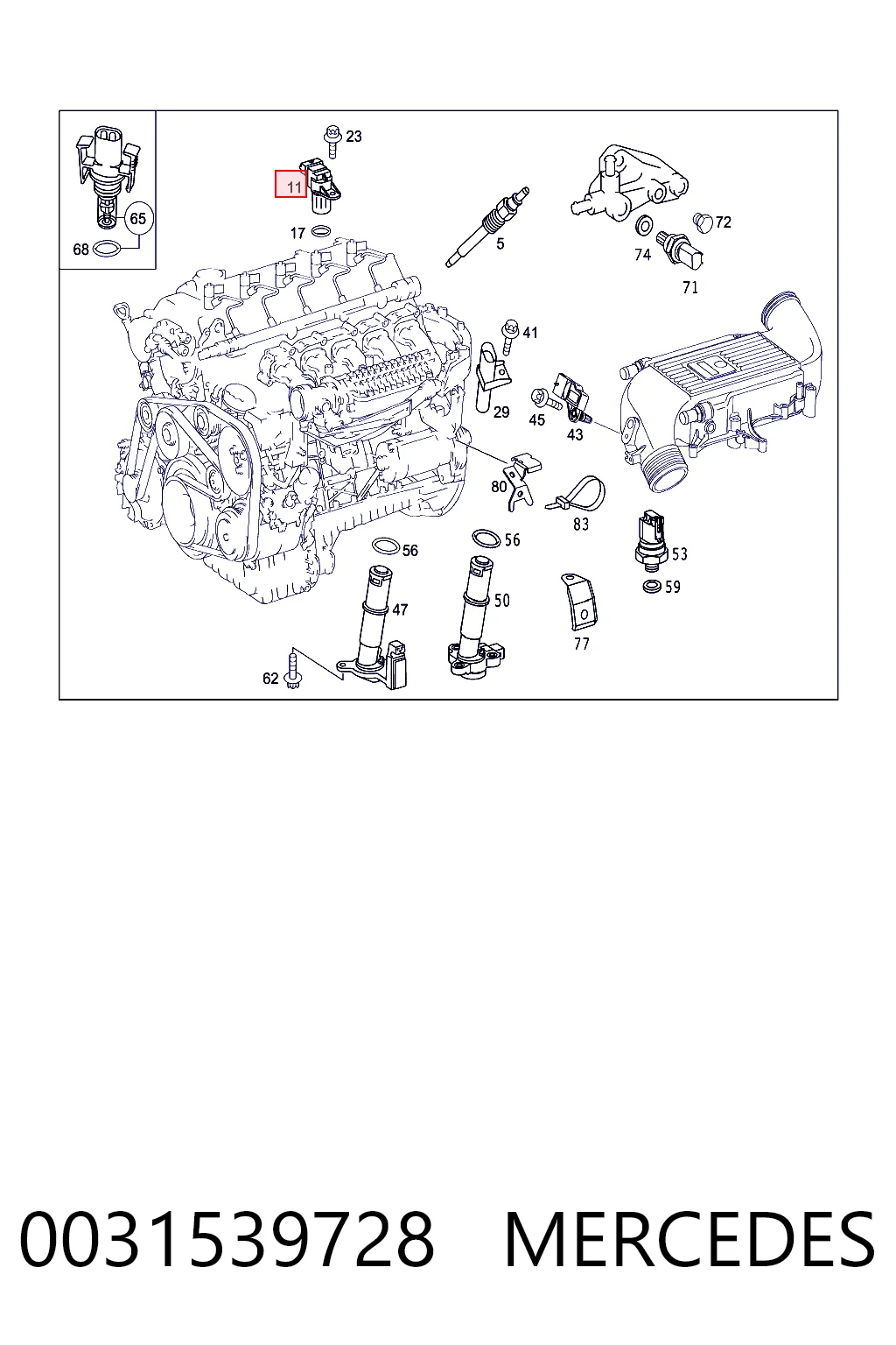 0031539728 Mercedes Sensor de posição da árvore distribuidora