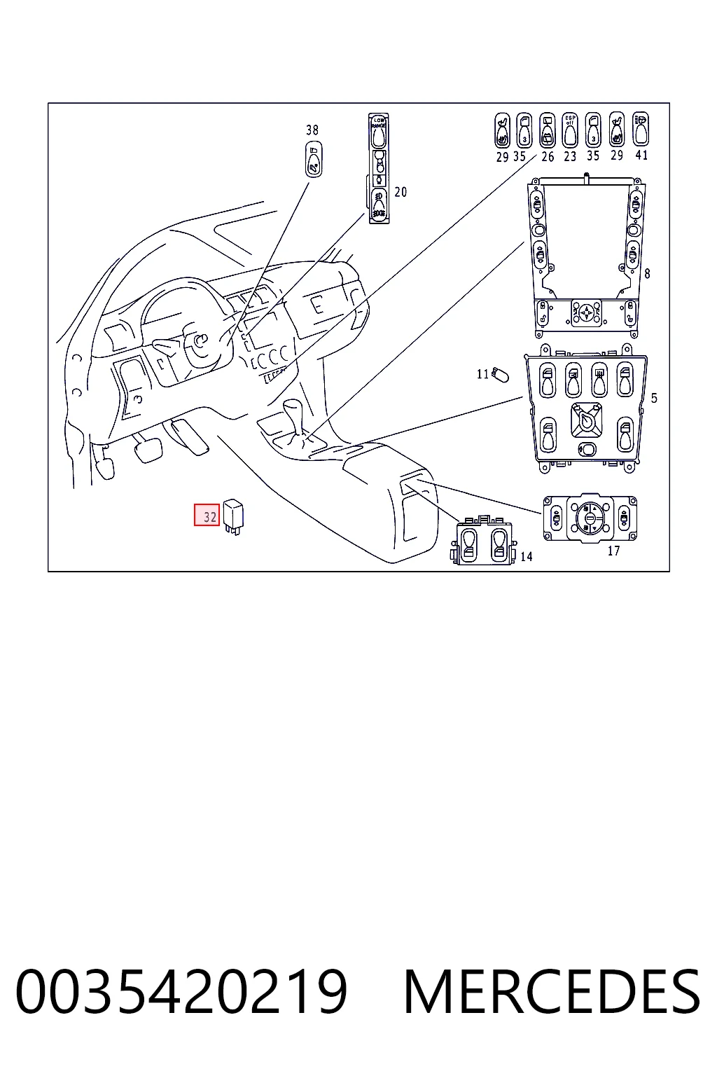 0035420219 Mercedes Relê elétrico multifuncional