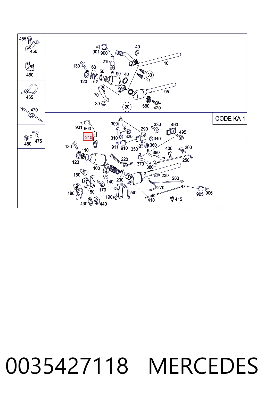 0035427118 Mercedes Sonda lambda, sensor de oxigênio até o catalisador