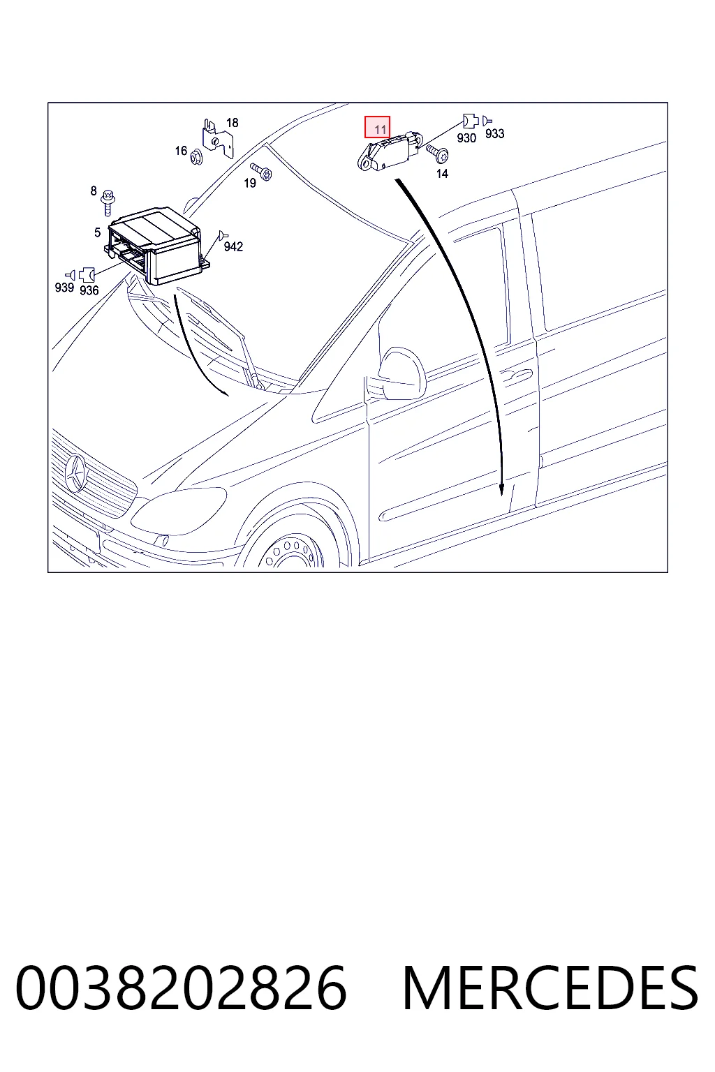 0038202826 VAG Sensor AIRBAG dianteiro
