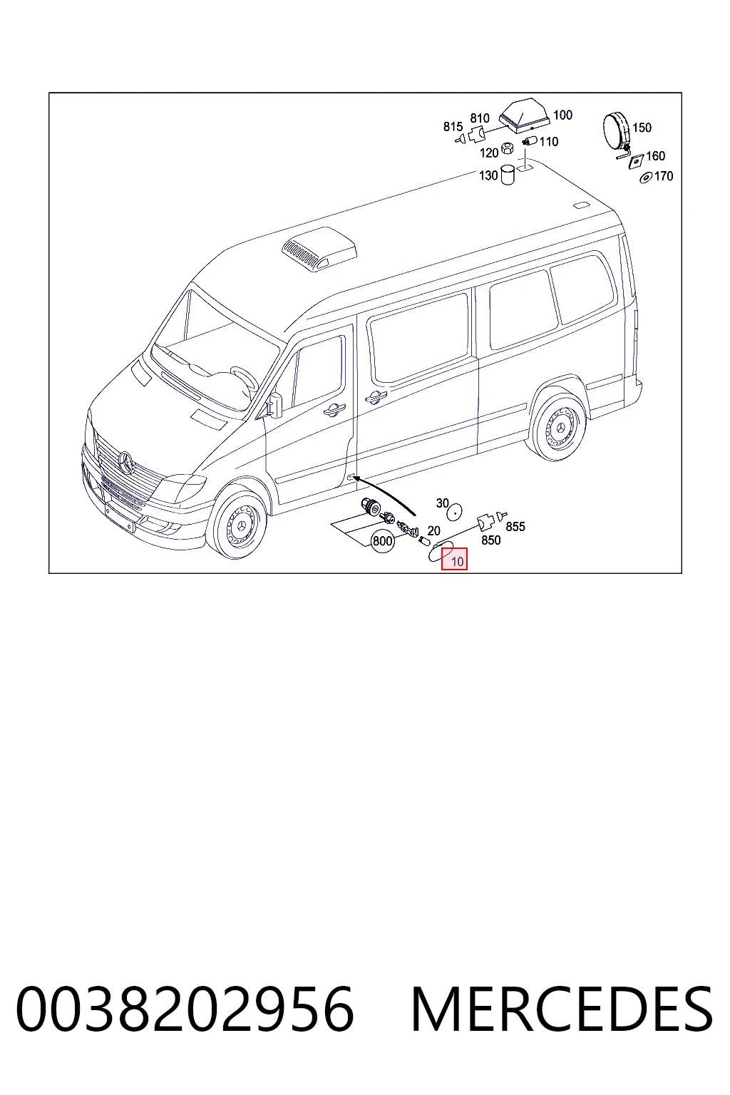 0038202956 Mercedes Posição lateral (furgão)