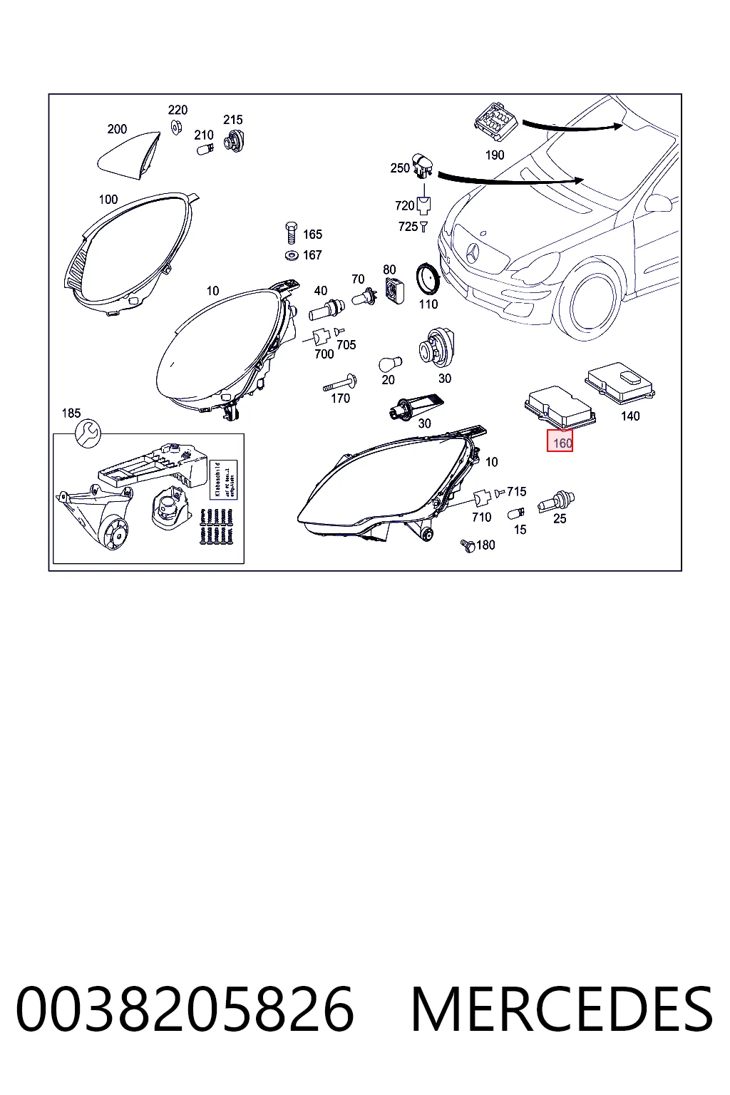 0038205826 Mercedes Módulo de direção (Centralina eletrônica) das luzes