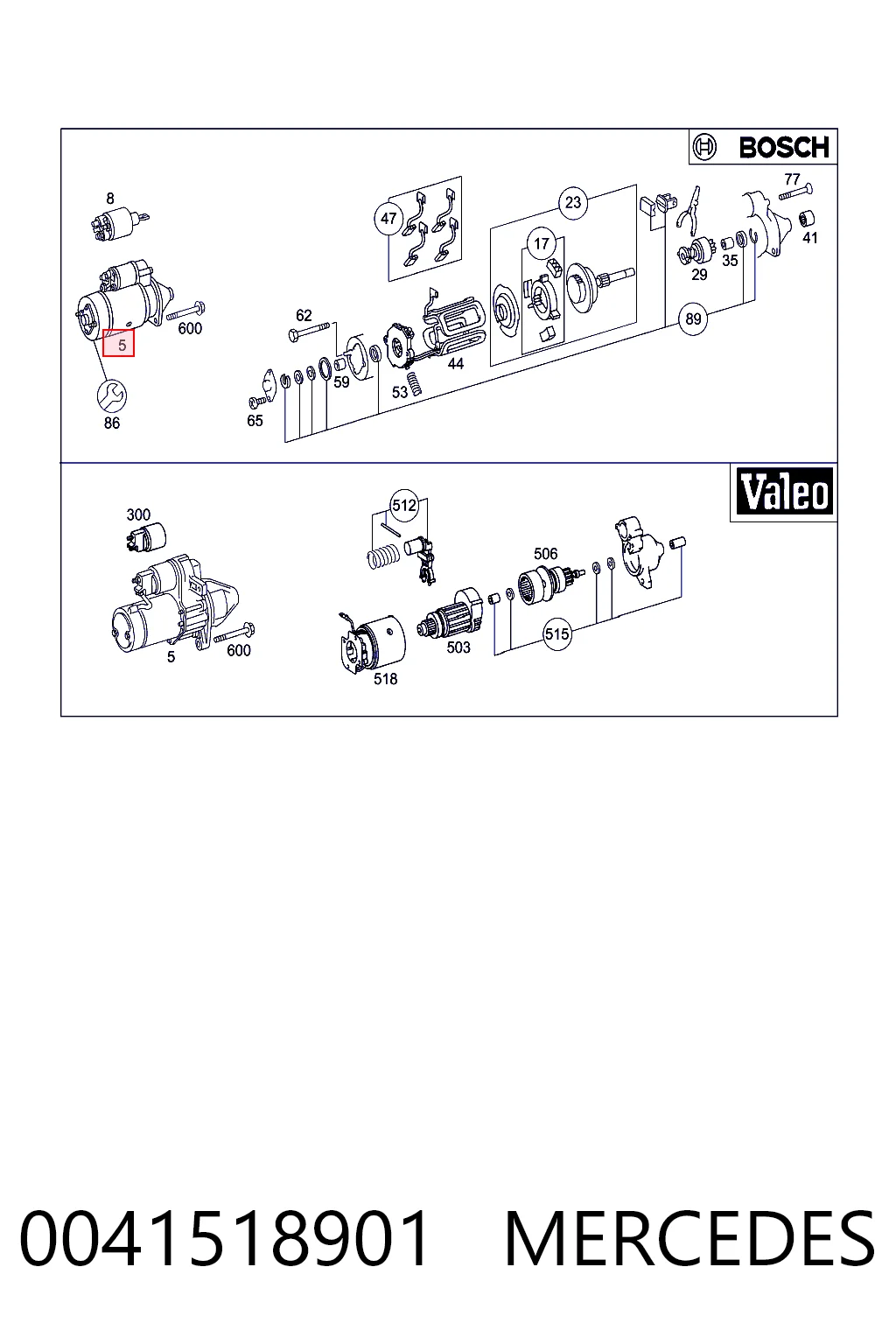 0041518901 Mercedes Motor de arranco