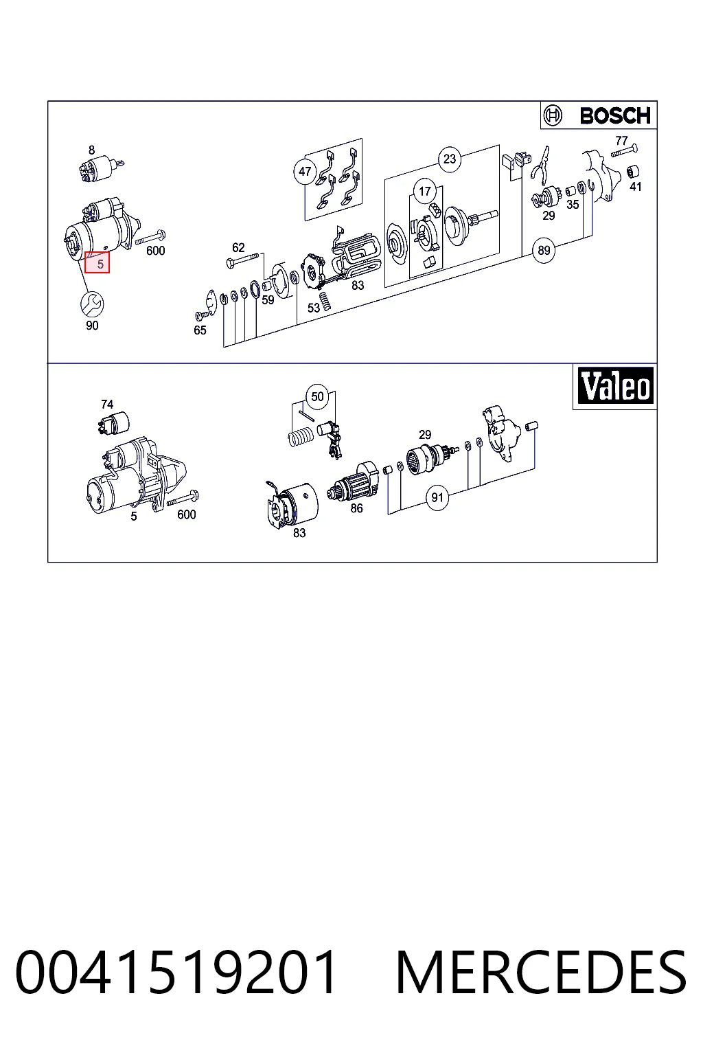 0041519201 Mercedes Motor de arranco