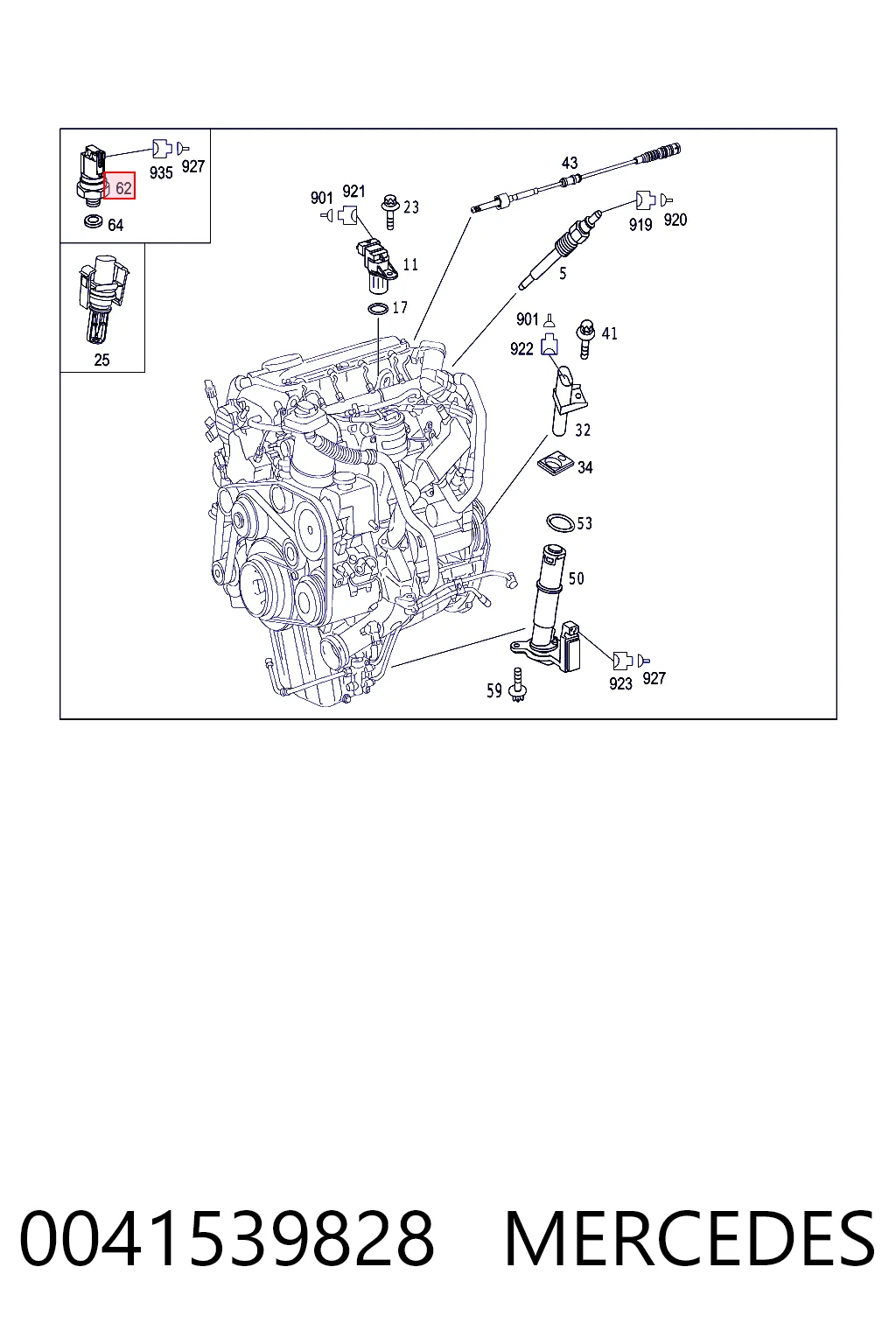 0041539828 Mercedes Sensor de pressão no coletor de admissão, MAP